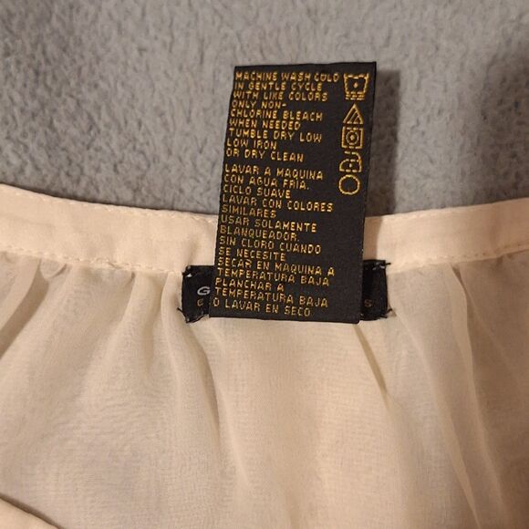 GRACE ELEMENTS Vintage Ivory Blouse Women L Roll up Long Sleeves Pleats - Picture 7 of 12